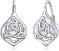 wholesale 925 Sterling Silver Celtic Knot Moonstone Drop Earrings with Blue Stone and CZ Accents-0-0
