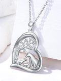 wholesale 925 Sterling Silver Heart-Shaped Tree of Life with Bears and Foxes Pendant Necklace for Women's Gifts-0-1