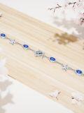 wholesale 925 Sterling Silver Blue Sapphire Turtle & Starfish Anklet for Women-0-2