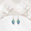 wholesale 925 Sterling Silver Gradient Enamel Leaf Earrings, Hypoallergenic, Nickel-Free, Lead-Free, Cadmium-Free, Elegant Gift for Women-0-2