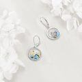 wholesale 925 Sterling Silver Abalone Shell Mountain Landscape Leverback Dangle Earrings for Nature Enthusiasts-0-3