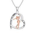 wholesale 925 Sterling Silver Heart-Shaped Pendant with Rose Gold Tennis Player Charm and Cubic Zirconia - Perfect Gift for Sports Enthusiasts-0-0