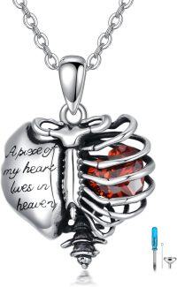 wholesale Sterling Silver Birthstone Urn Necklace for Ashes Memorial Jewelry for Women Men Mom-1-January