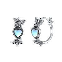 wholesale 925 Sterling Silver Vintage Moss Agate Hoop Earrings for Women Gifts-Butterfly