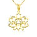 TOUPOP 14K Gold Moonstone Lotus Flower Necklace, AA Pendant Gift for Women-0-0