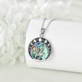 wholesale 925 Sterling Silver Round Abalone Shell Pendant with Flying Bird Design Necklace-0-2