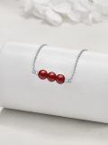 wholesale 925 Sterling Silver Red Agate Healing Crystal Bead Choker Necklace for Women Christmas Gift-0-1