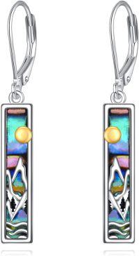 wholesale 925 Sterling Silver Abalone Shell Mountain Dangle Earrings with Gold Accents - Faith  for Her-mountain