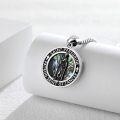 wholesale 925 Sterling Silver Oxidized Saint Peregrine Abalone Shell Photo Locket Pendant Necklace-0-2