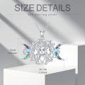 wholesale 925 Sterling Silver Abalone Shell Egyptian Goddess Triple Moon Pendant Necklace for Women Witchcraft s 48cm Chain Length-0-3