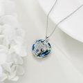 wholesale 925 Sterling Silver Blue Crystal Tree of Life Cat Pendant Necklace-0-2