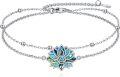 wholesale 925 Sterling Silver Abalone Shell Lotus Flower Anklet Yoga Beach Foot Chain Gifts for Women-0-0
