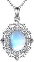 wholesale 925 Sterling Silver Blue Moonstone Oval Pendant Necklace for Women Minimalist s-0-0