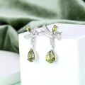wholesale 925 Sterling Silver Olive Green Zircon Butterfly Bow Earrings for Women-0-1