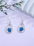 wholesale 925 Sterling Silver Blue Enamel Sea Turtle Teardrop Dangle Hook Earrings-0-5
