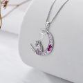 TOUPOP 14K Gold Plated Pink Zircon Unicorn Moon Initial T Necklace-0-3