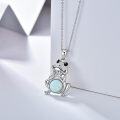 wholesale 925 Sterling Silver White Fire Opal & Turquoise Pendant Frog Necklace for Women Girls  48cm Chain Length-0-4