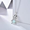 wholesale 925 Sterling Silver White Fire Opal & Turquoise Pendant Frog Necklace for Women Girls  48cm Chain Length-0-4
