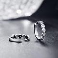 wholesale 925 Sterling Silver & Cubic Zirconia Daisy Hoop Earrings for Women, Innocence Flower Jewelry Gift for Mom Wife Sister, 0.55 Diameter-0-1