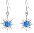 wholesale 925 Sterling Silver Blue Opal Starburst Dangle Earrings - Sunlight Inspired s for Her-0-0