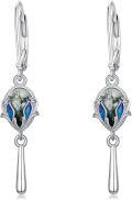 wholesale 925 Sterling Silver Blue Moss Agate Mermaid Tail Drop Dangle Earrings for Women and Girls-0-0
