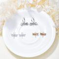 wholesale 925 Sterling Silver Orange Enamel & Cubic Zirconia Dragonfly Huggie Hoops (Set of 3)-0-4