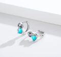wholesale 925 Sterling Silver Turquoise Heart Sloth Huggie Hoop Earrings for Women and Teenage Girls-0-2