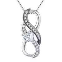 wholesale  925 Sterling Silver & White Gold Plated Heart Birthstone Necklace Wholesale with Infinity Symbol for Women - Hypoallergenic, Adjustable Chain, Meaningful Gift for Her-04-April