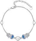 wholesale 925 Sterling Silver Blue Opal Shell Heart Charm Bracelet for Women-0-0
