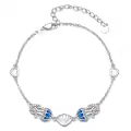 wholesale 925 Sterling Silver Blue Opal Shell Heart Charm Bracelet for Women-0-0