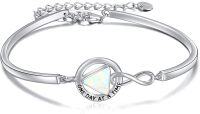 wholesale Sterling Silver Crystal AA Recovery Bracelet Sobriety Jewelry Gifts-AA Bangle Bracelet(Opal)