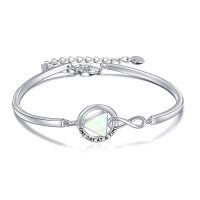 wholesale 925 Sterling Silver One Day At A Time Bracelet-AA Bangle Bracelet(Opal)