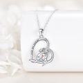 wholesale 925 Sterling Silver Otter Love You Forever Heart Pendant Necklace for Women Girls Gifts-0-1