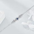 wholesale 925 Sterling Silver Blue Sapphire Heart Claddagh Infinity Knot Chain Bracelet for Women-0-3