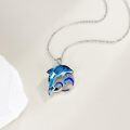 wholesale 925 Sterling Silver Blue Crystal Dolphin Pendant with Waves and Ocean Design - Sea Life Jewelry for Women-0-2