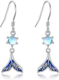 wholesale 925 Sterling Silver Mermaid Tail Earrings with Blue Enamel Ocean Beach s for Women-Mermaid Tail