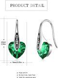 wholesale 925 Sterling Silver Birthstone Celtic Dangle Drop Earrings Hypoallergenic Hook Irish Jewelry Gifts-0-5