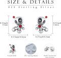 wholesale 925 Sterling Silver Metal Voodoo Doll Stud Earrings - Gothic Horror Style Skeleton Heart Pendant Jewelry for Women Girls-0-1