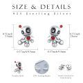 wholesale 925 Sterling Silver Metal Voodoo Doll Stud Earrings - Gothic Horror Style Skeleton Heart Pendant Jewelry for Women Girls-0-1