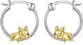 wholesale 925 Sterling Silver French Bulldog Hoop Earrings - Adorable Dog Gift for Her-0-10