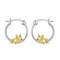 wholesale 925 Sterling Silver French Bulldog Hoop Earrings Wholesale Sleepy Dog Charm Jewelry-0-10