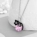 wholesale 14K Gold Pink Crystal Black Cat Pendant Necklace for Women Cats Lover-0-3