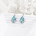 wholesale 925 Sterling Silver Turquoise Teardrop Leverback Earrings with CZ Accents-0-2