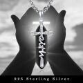 wholesale 925 Sterling Silver Black Onyx Cross Faith Pendant Christian  for Women Men-0-1