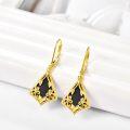 wholesale 925 Sterling Silver Black Onyx Triangle Filigree Drop Earrings for Women Gift Boxed-0-4