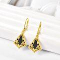wholesale 925 Sterling Silver Gold Plated Black Onyx Vintage Filigree Drop Earrings-0-4