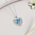 wholesale 925 Sterling Silver Turquoise Heart-Shaped Dragon Pendant Necklace Gift for Wife/Mom-0-2