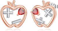 wholesale 925 Sterling Silver Heart-Shaped Red Crystal Apple Stud Earrings w/Book & Music Notes - Teacher Gift Jewelry-01-Music Note