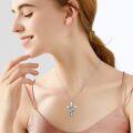 wholesale 925 Sterling Silver 925 Dragonfly & Blue Enamel I Love You Projection Cross Necklace for Women and Girls-0-2