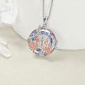 wholesale 925 Sterling Silver Rainbow Crystal Rose Flower Sisters Circle Pendant Necklace-0-3
